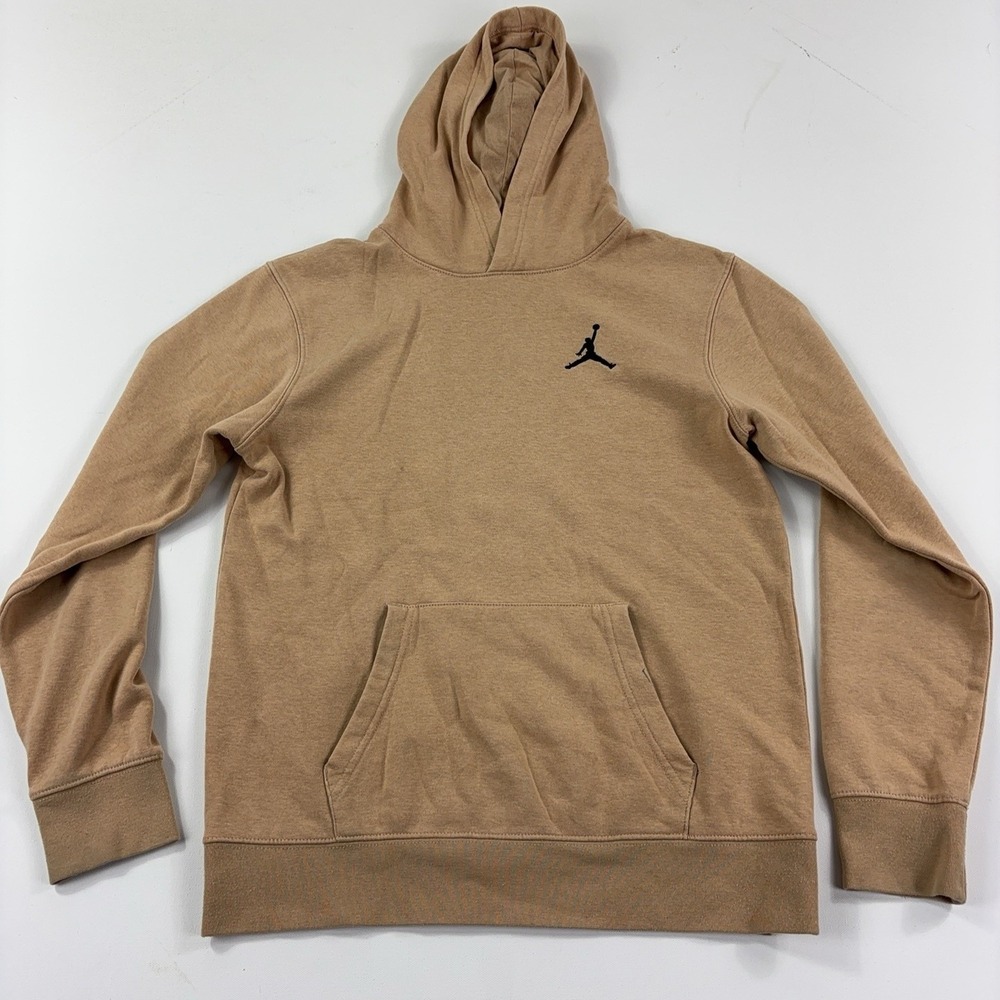 Jordan Hoodie Sweatshirt Boys 16 Beige Pullover Jumpman Logo Kangaroo Pocket